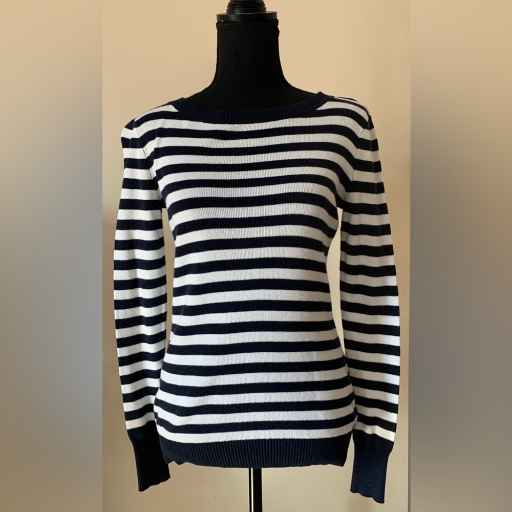 Blue and white striped Express sweater, size M